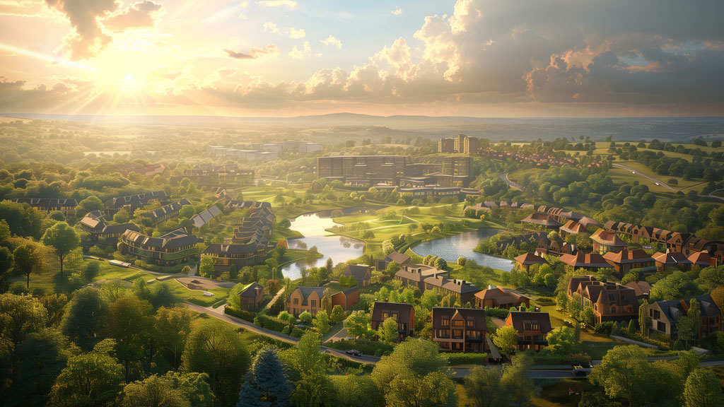 A city with a river running through it.